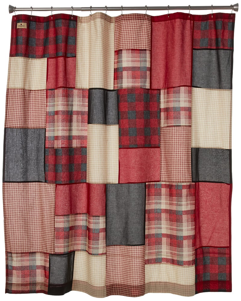 Woolrich John Rich & Bros. Woolrich Sunset Cotton Shower Curtain, Plaid Lodge/Cabin Shower Curtains for Bathroom, 72 X 72, Red - Image 4
